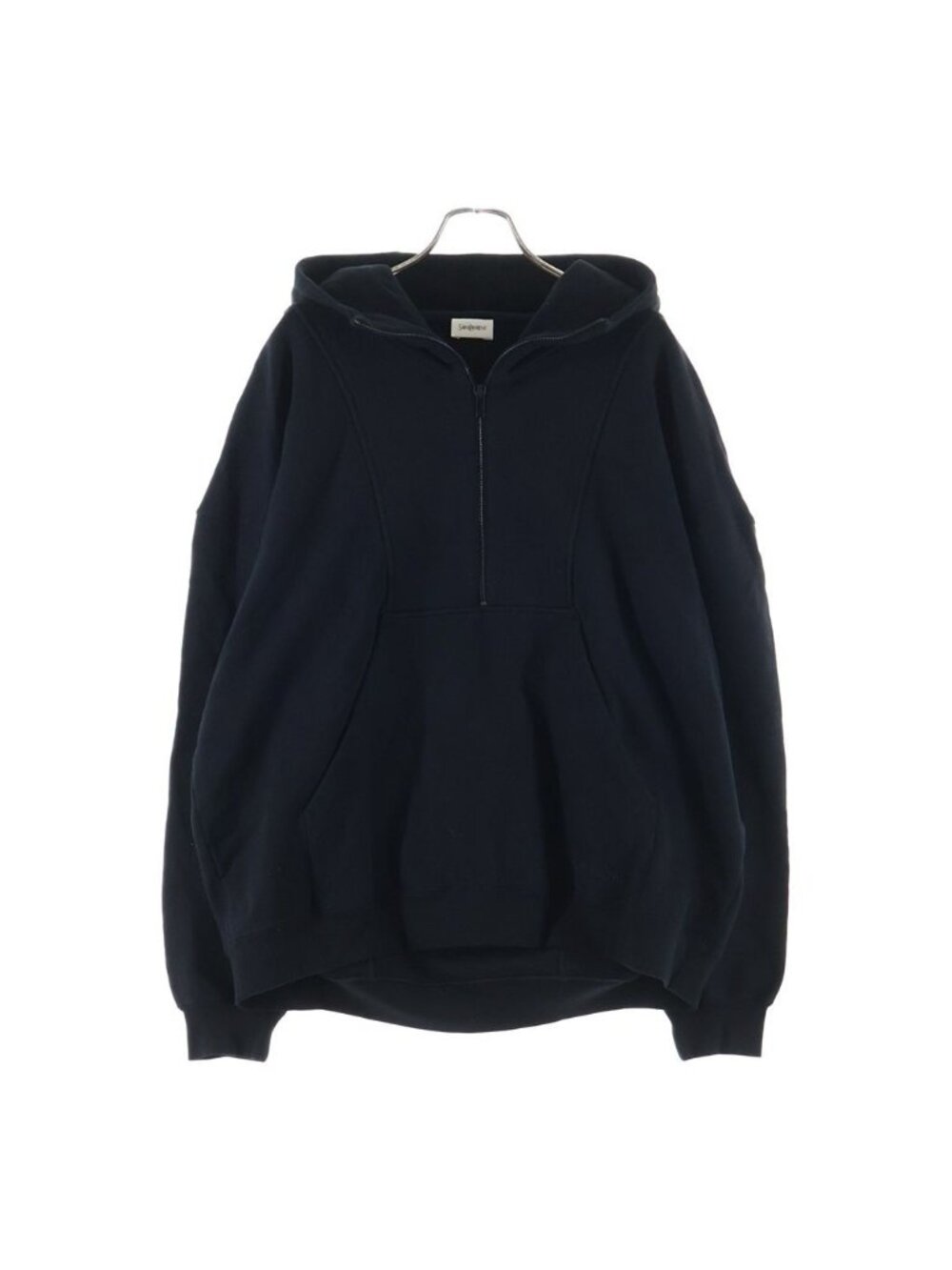 Saint Laurent Paris Half Zip Logo Hoodie Embroidery Sweatshirt Pullover Black